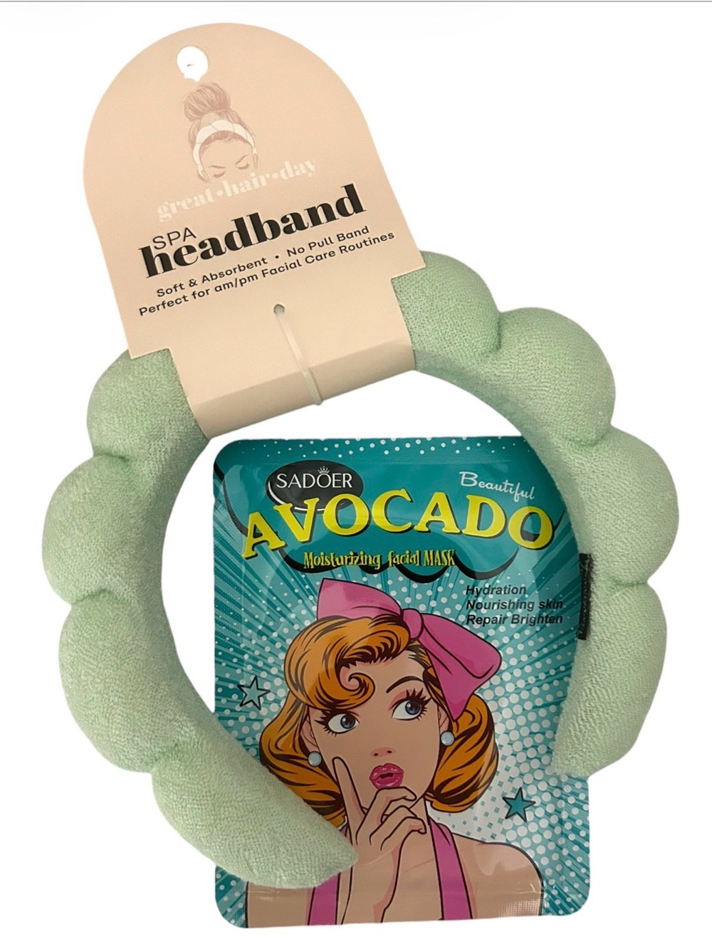 Great Hair Day Pick 1 Plush Spa Headband & Sadoer Face Mask - Picture 3 of 17